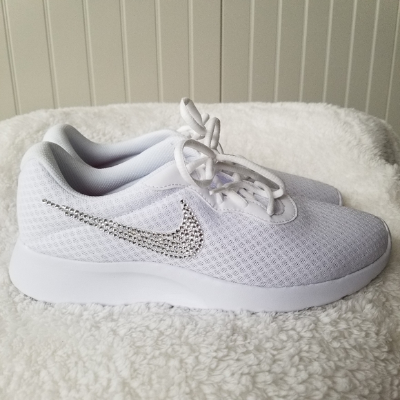 Bling Nike Tanjun White Sneakers - Blinged Out - Picture 10 of 11